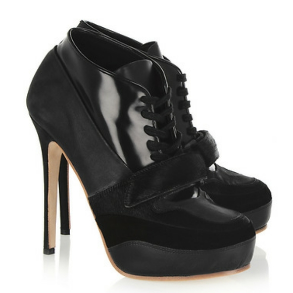 Acne Studios Ace Leather Lace Up Booties - Picture 1 of 7